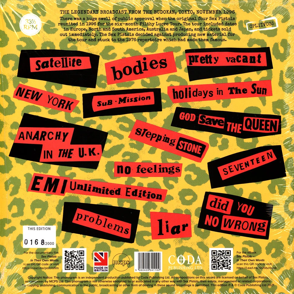The Sex Pistols - Same Old Ten Inch Bollocks In Tokyo Yellow Vinyl Edition