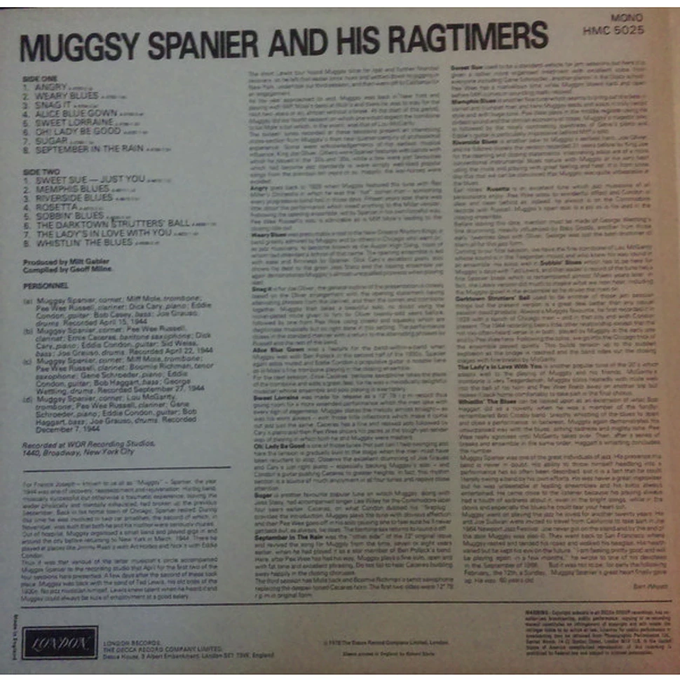 Muggsy Spanier And His Ragtimers - Muggsy Spanier And His Ragtimers