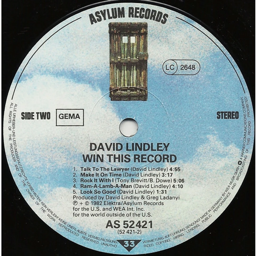 David Lindley And El Rayo-X - Win This Record!
