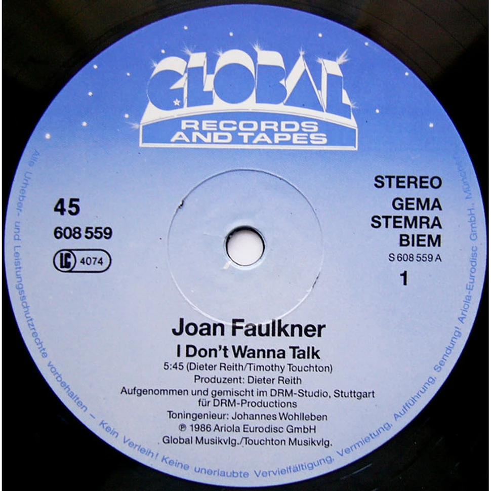 Joan Faulkner - I Don't Wanna Talk