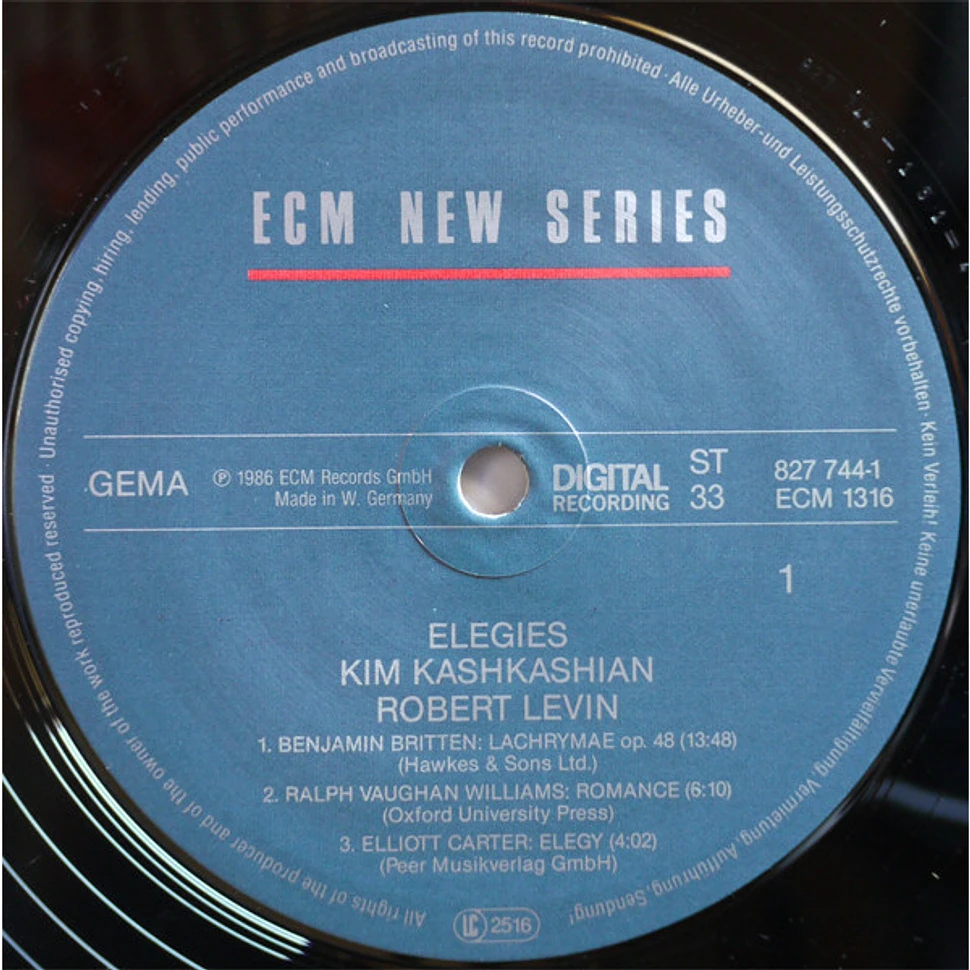 Kim Kashkashian / Robert Levin - Elegies