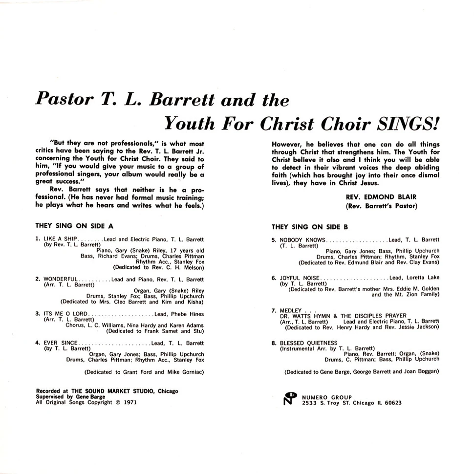 Pastor T.L. Barrett & The Youth For Christ Choir - Like A Ship...(Without A Sail) Clear & Black Splatter Vinyl Edition