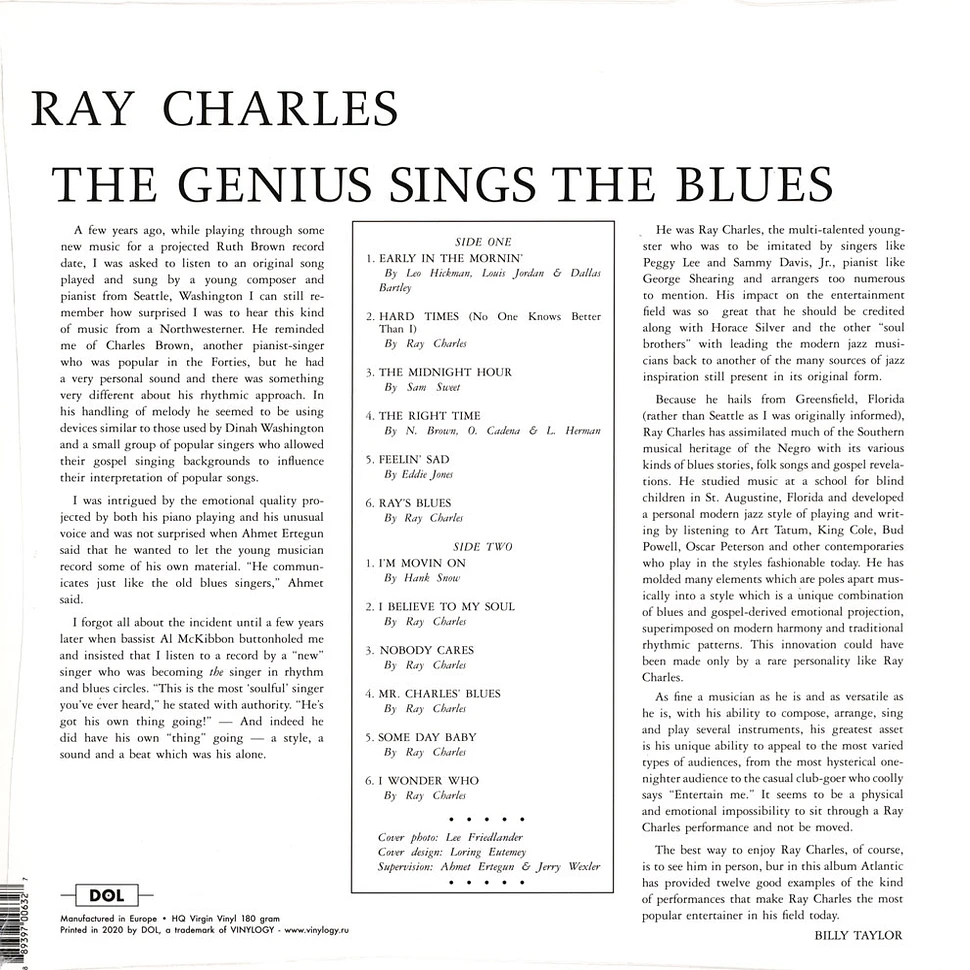 Ray Charles - The Genius Sings The Blues Green Vinyl Edition