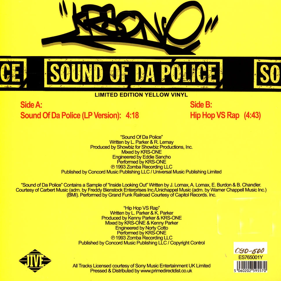 KRS-One - Sound Of Da Police HHV Exclusive Yellow Vinyl Edition