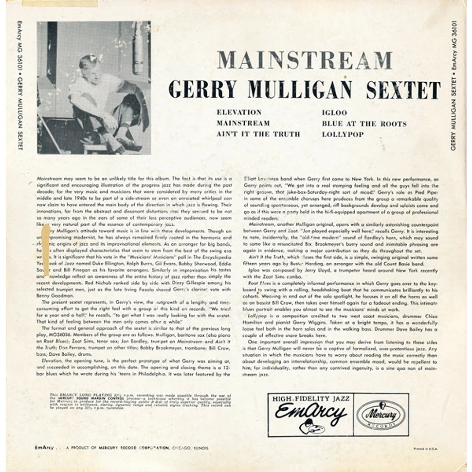 Gerry Mulligan And His Sextet - Mainstream Of Jazz