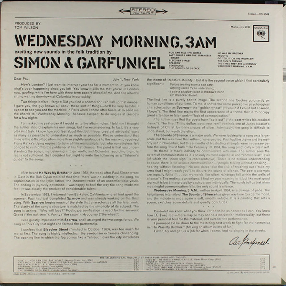 Simon & Garfunkel - Wednesday Morning, 3 A.M.