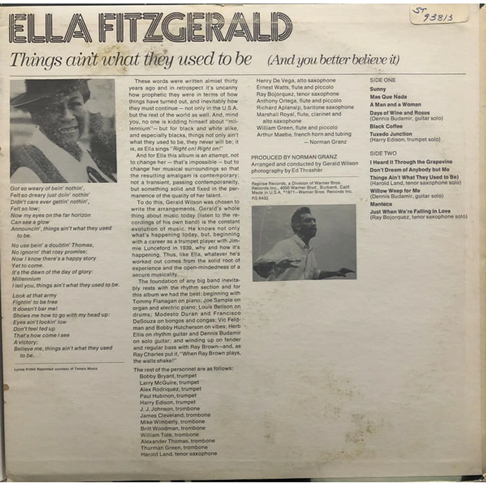 Ella Fitzgerald - Things Ain't What They Used To Be (And You Better Believe It)