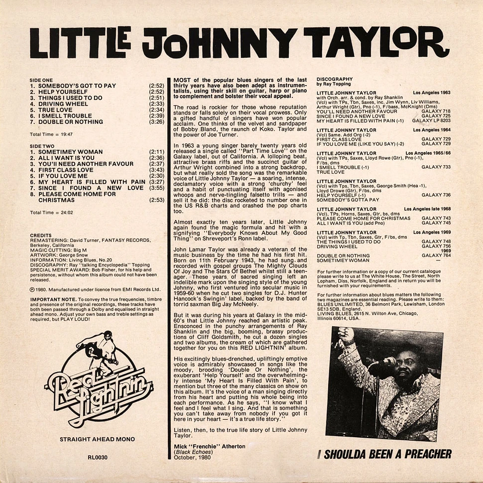 Little Johnny Taylor - I Shoulda Been A Preacher