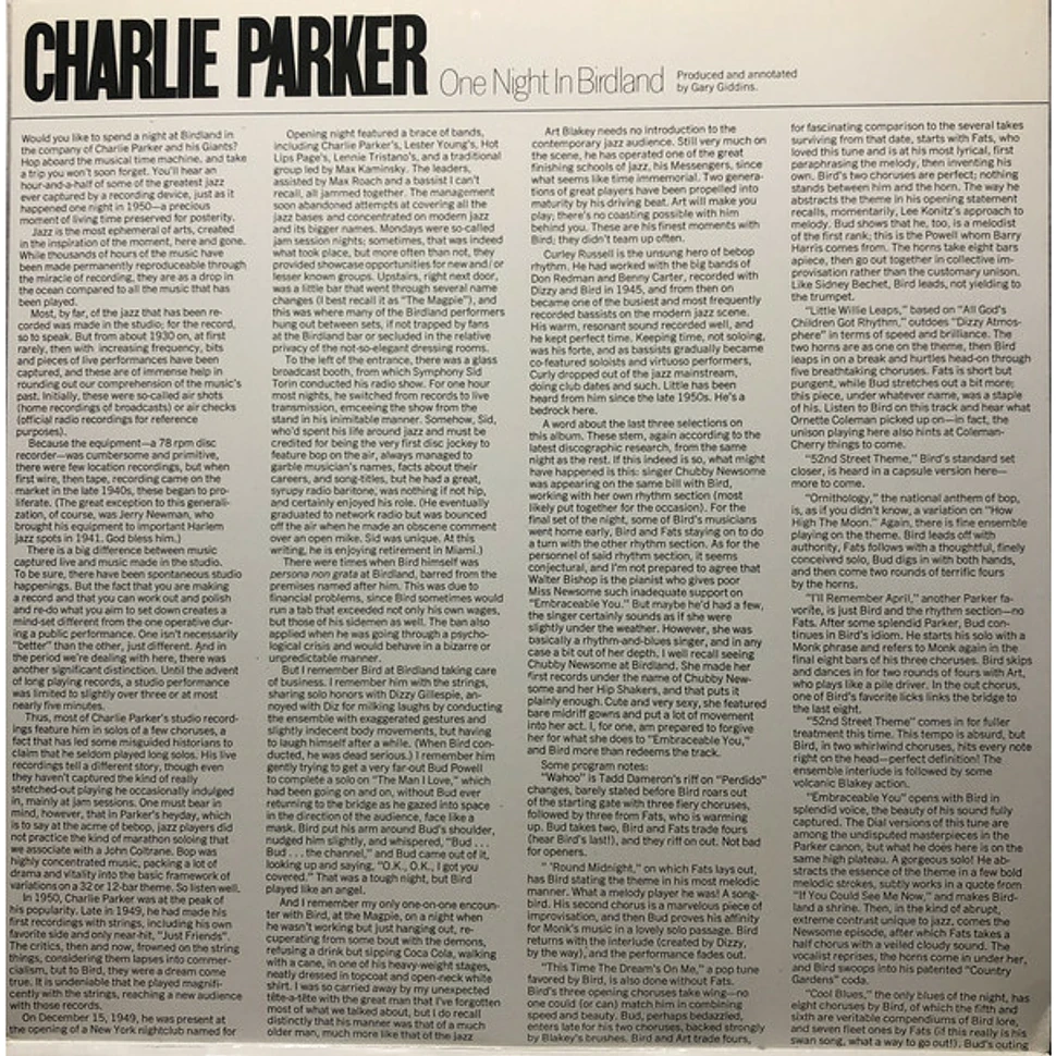 Charlie Parker - One Night In Birdland