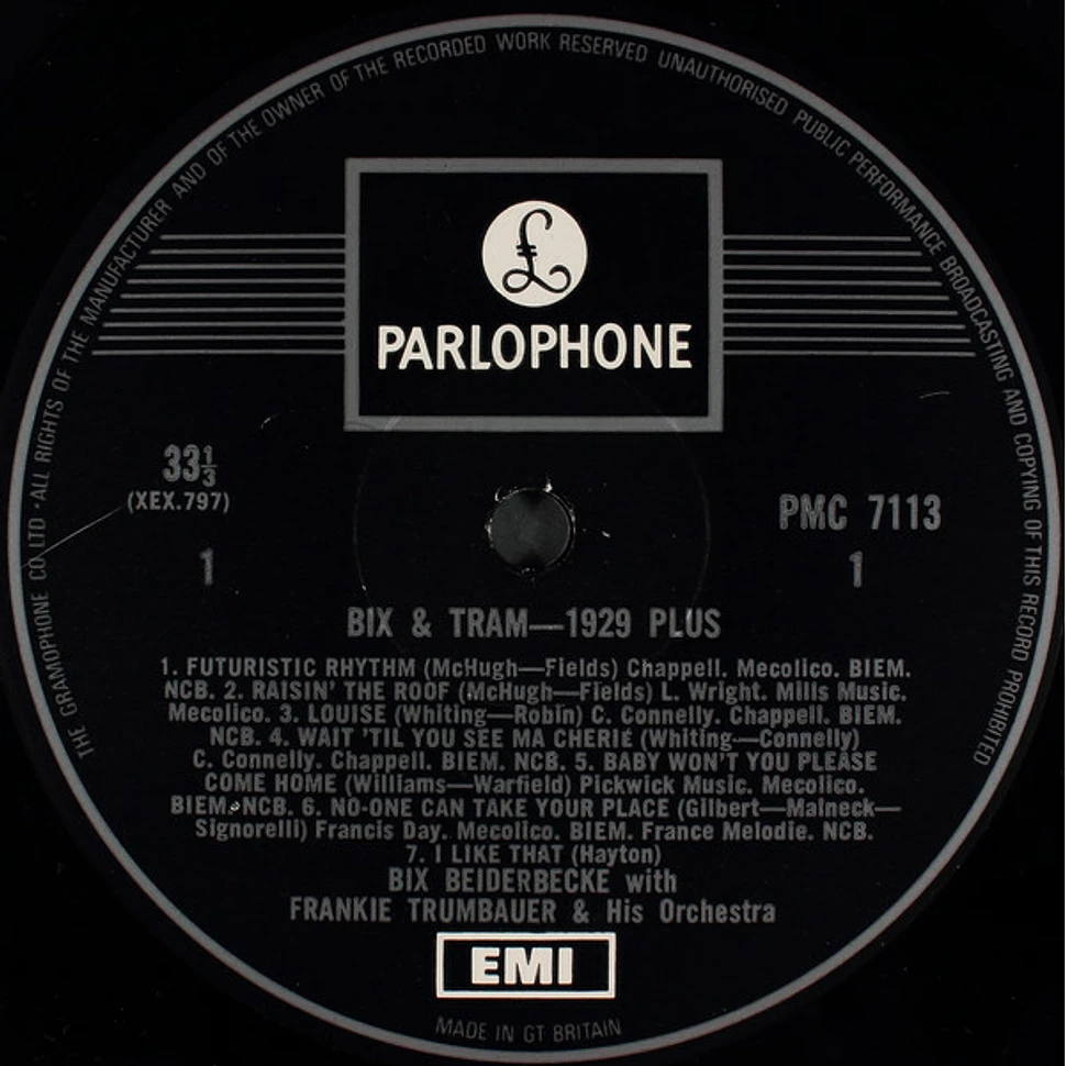 Bix Beiderbecke With Frankie Trumbauer And His Orchestra - Bix & Tram - 1929 Plus