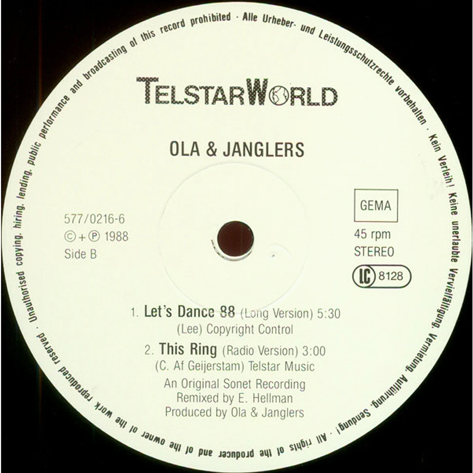 Ola & The Janglers - Let's Dance 88 / This Ring