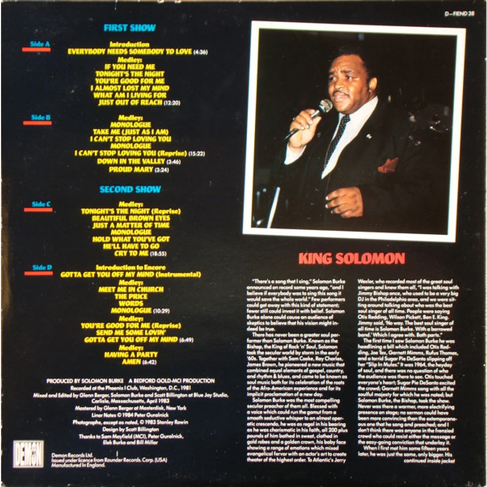 Solomon Burke - Soul Alive! (Captured Live! New Recordings Of Classic Songs By The Bishop Of Soul)