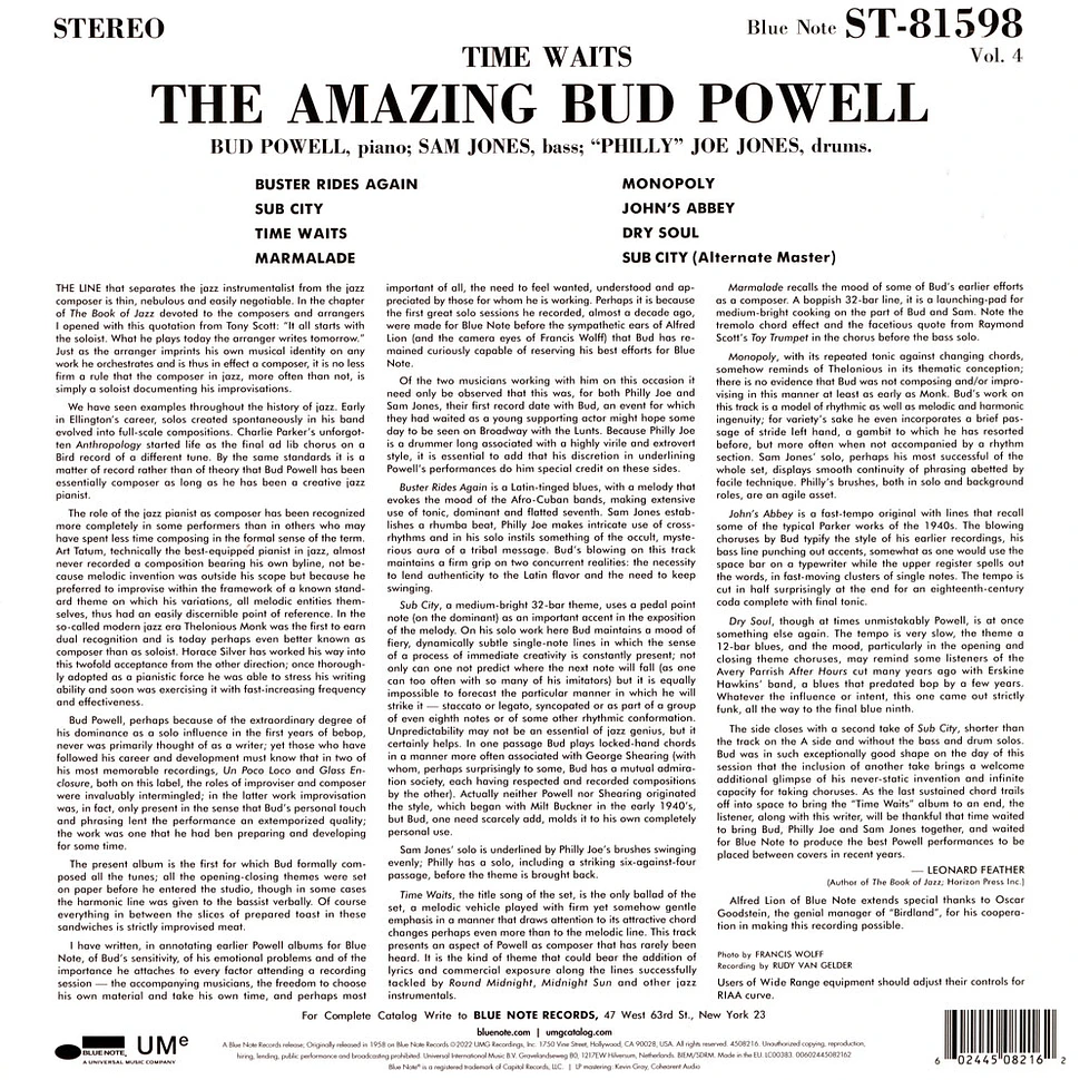 Bud Powell - Time Waits: The Amazing Bud Powell Volume 4