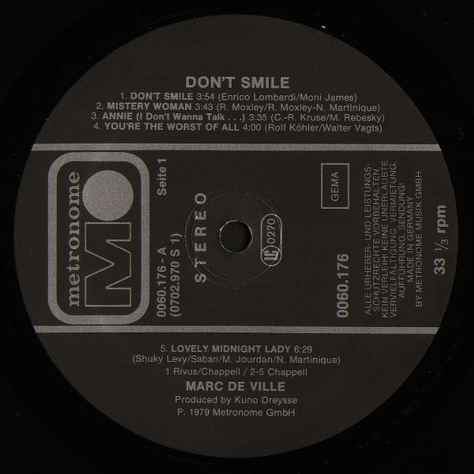 Marc De Ville - Don't Smile