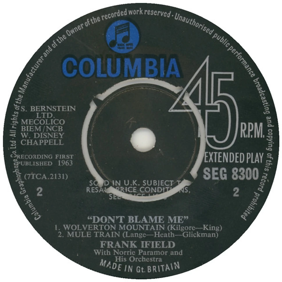 Frank Ifield With Norrie Paramor And His Orchestra - Don't Blame Me