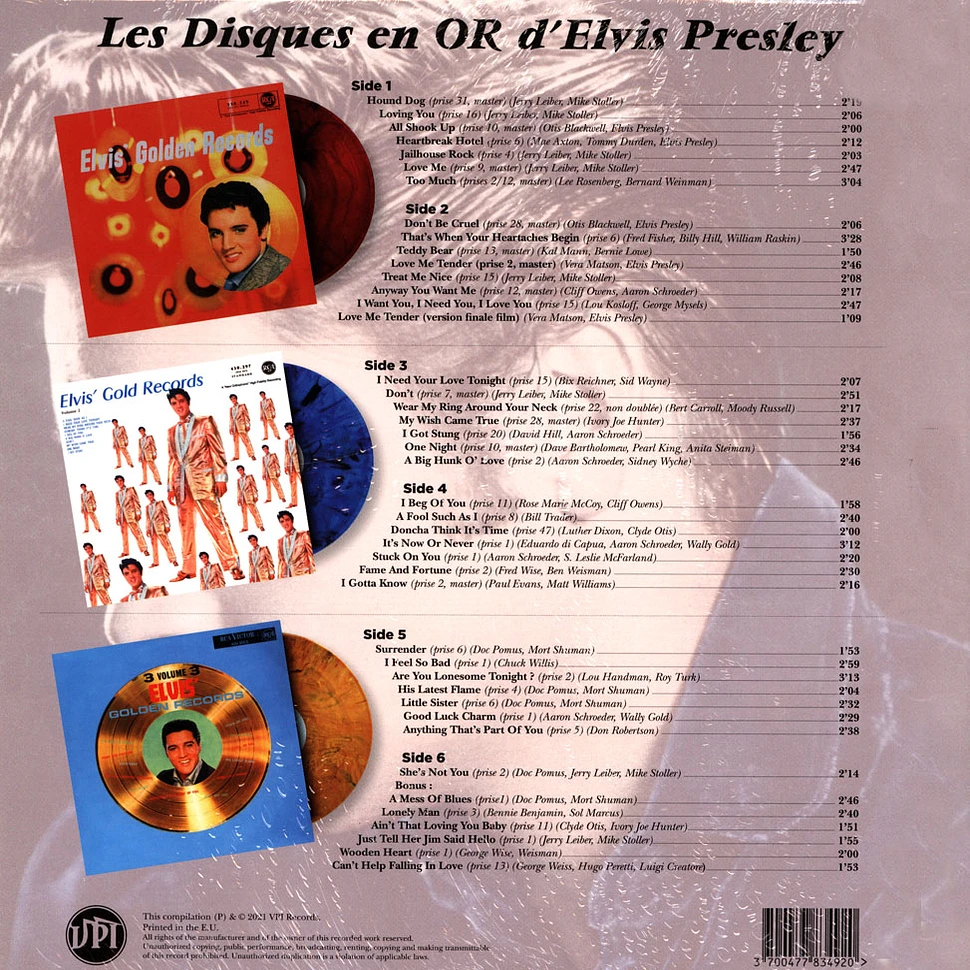 Elvis Presley - Les Disques En Or D'elvis Presley Record Store Day 2022 Marble Red/Blue/Gold Vinyl Edition