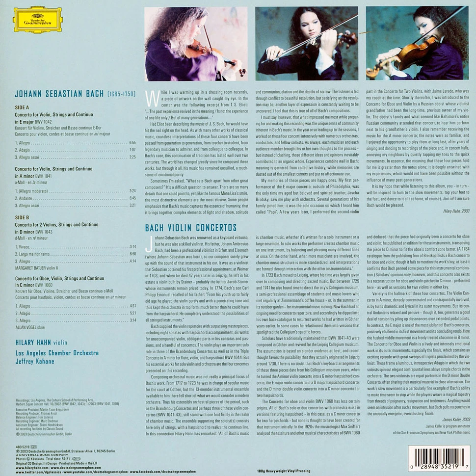 Hahn / LSO / Kahane - Bach: Violinkonzerte Bwv 1041-1043, 1060