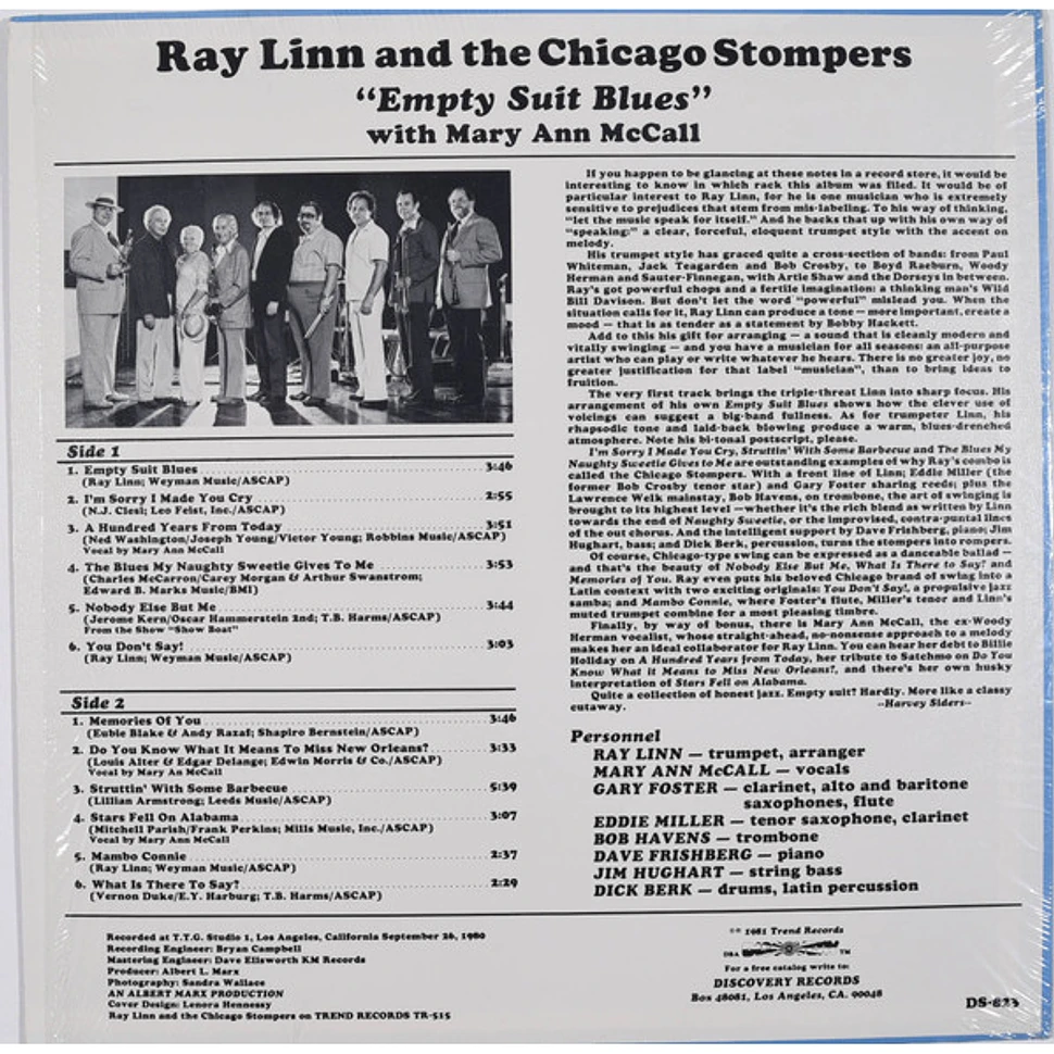 Ray Linn And The Chicago Stompers With Mary Ann McCall - Empty Suit Blues