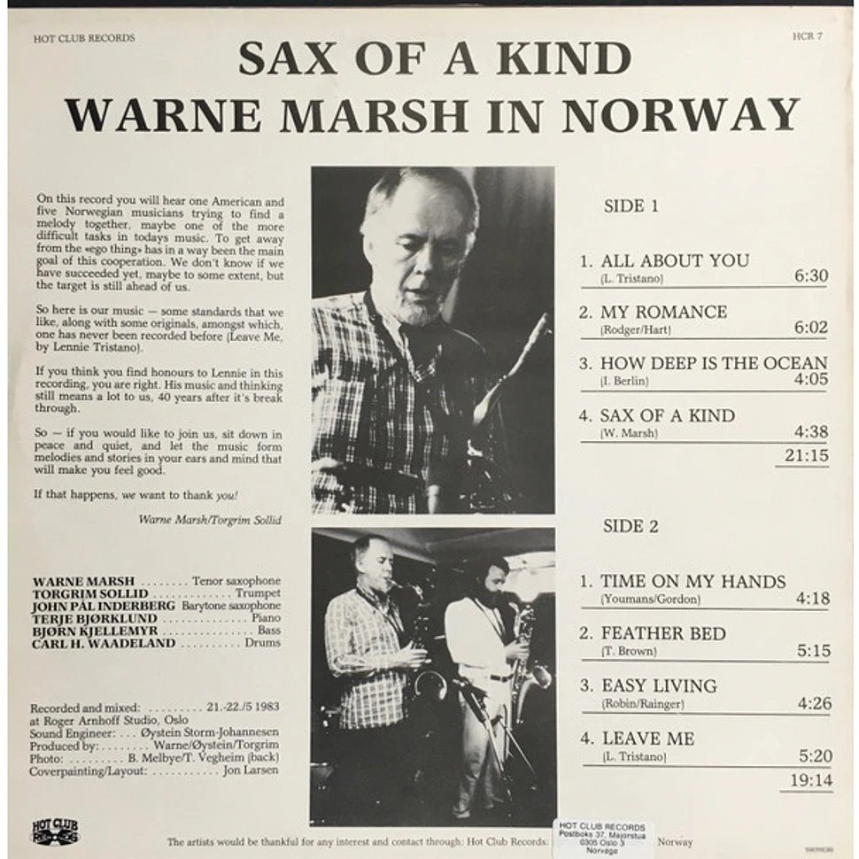 Warne Marsh - Warne Marsh In Norway / Sax Of A Kind