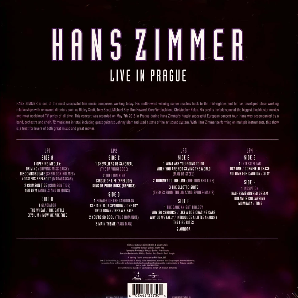 Hans Zimmer - Live In Prague Limited Colored White Vinyl Edition
