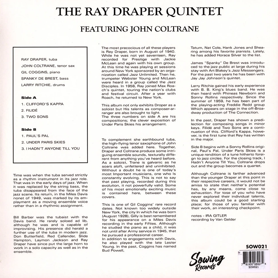 Ray Draper Quintet - Ray Draper Quintet Feat. John Coltrane Clear Vinyl Edtion