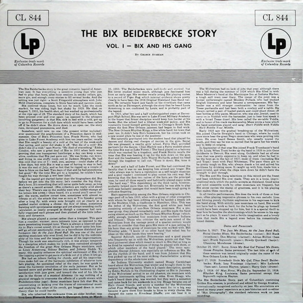 Bix Beiderbecke - The Bix Beiderbecke Story: Vol. 1 - Bix And His Gang
