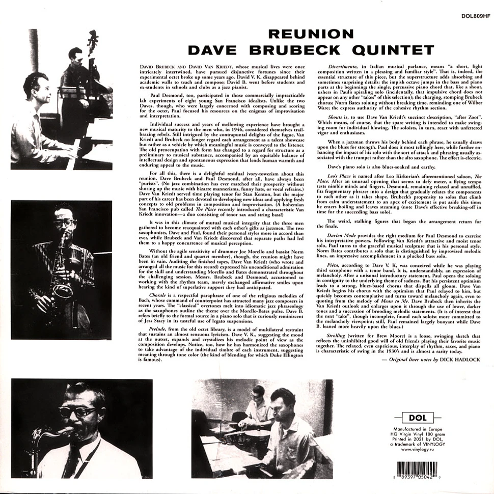 Dave Brubeck Quintet - Re-Union Orange Vinyl Edition