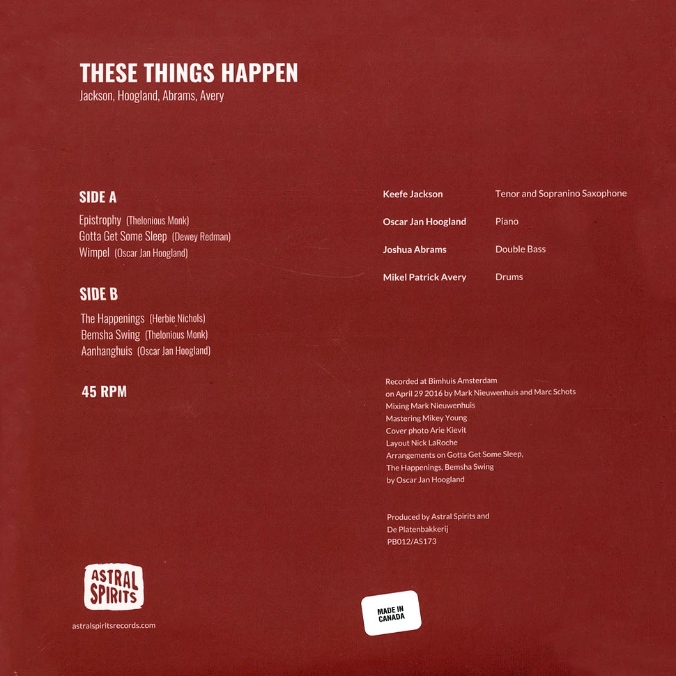 Keefe Jackson / Oscar Jan Hoogland / Joshua Abrams / Mikel Patrick Averu - These Things Happen