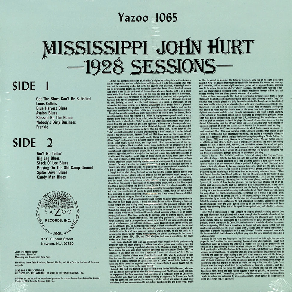 Mississippi John Hurt - 1928 Sessions Colored Vinyl Edition