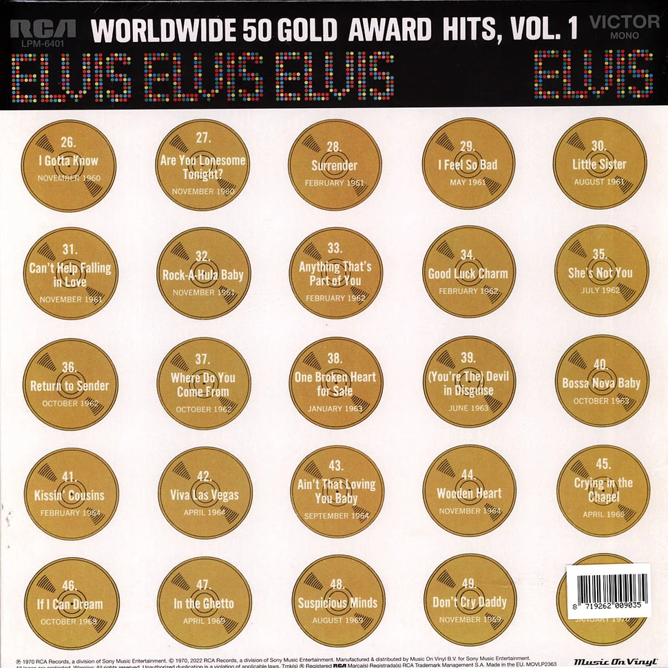 Elvis Presley - Worldwide 50 Gold Award Hits Volume 1 Colored Vinyl Limited Box Set