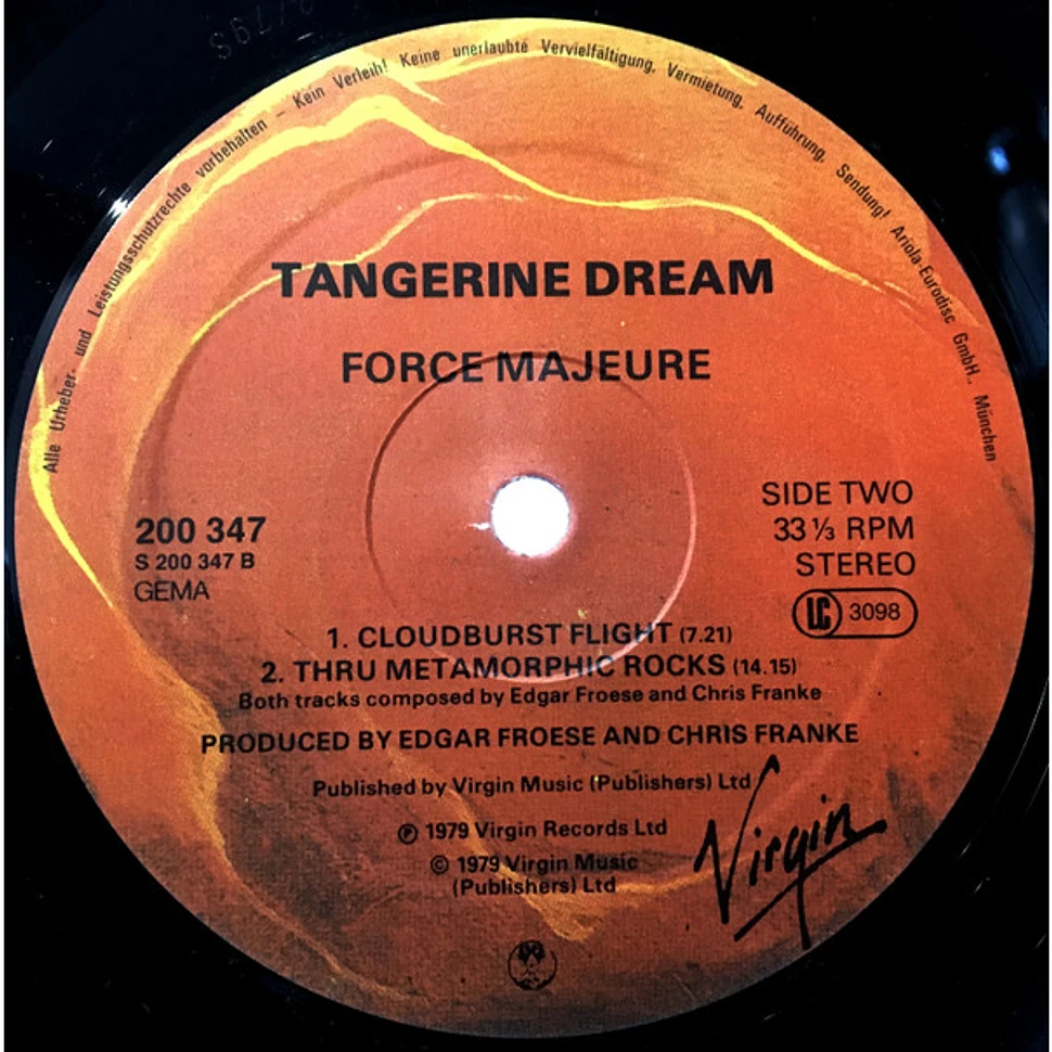 Tangerine Dream Force Majeure Vinyl LP 1979 DE Original HHV