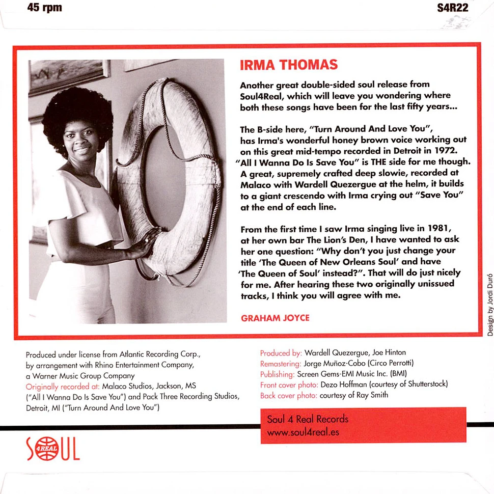 Irma Thomas - All I Wanna Do Is Save You / Turn Ariund And Love You