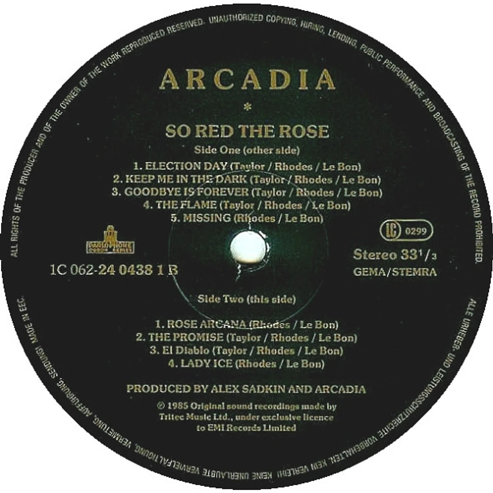 Arcadia - So Red The Rose