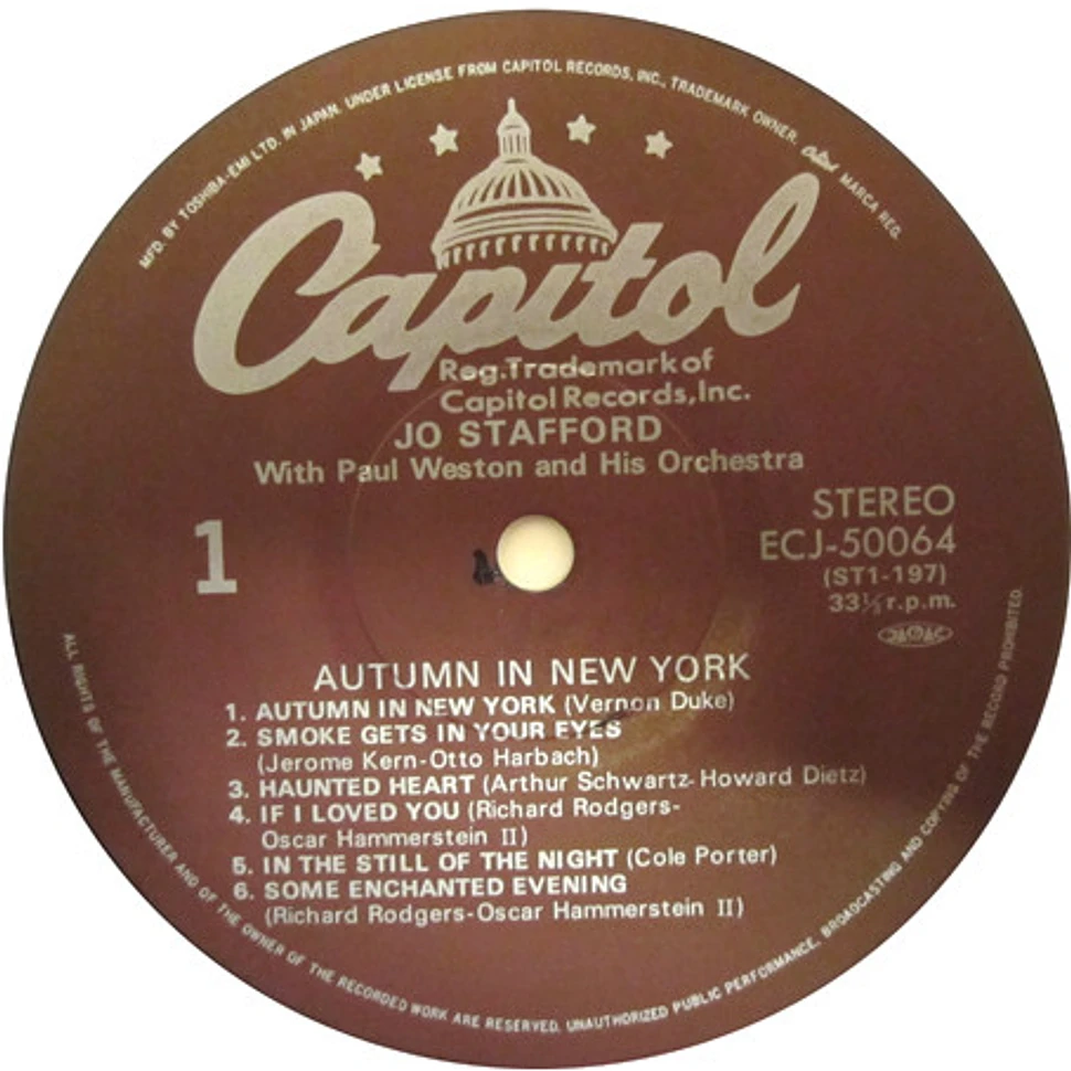 Jo Stafford - Autumn In New York