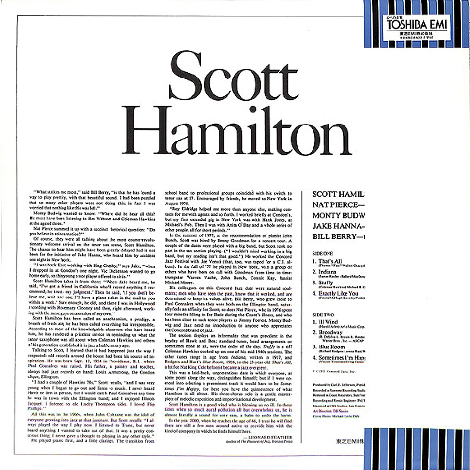 Scott Hamilton - Scott Hamilton Is A Good Wind Who Is Blowing Us No Ill