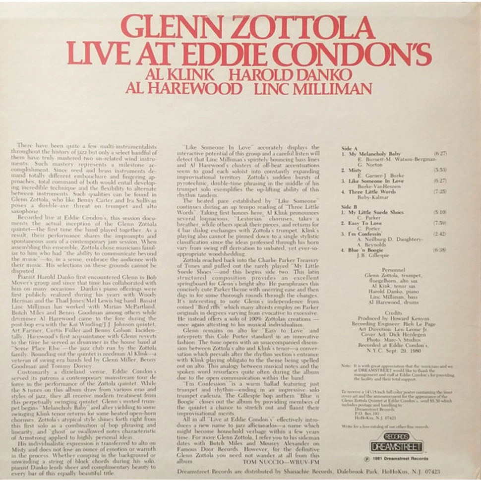 Glenn Zottola - Live At Eddie Condon's