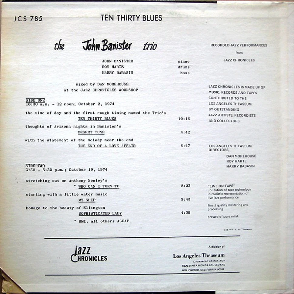 The John Banister Trio - Ten Thirty Blues