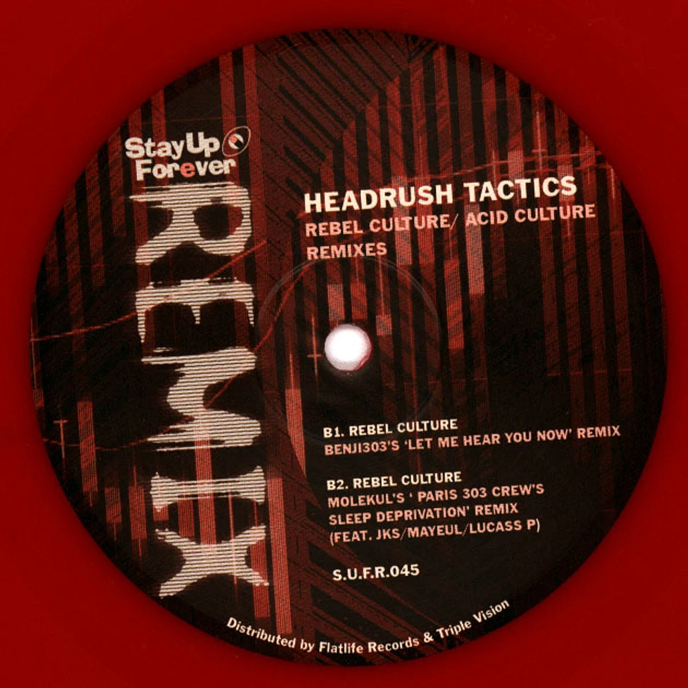 Headrush Tactics - Rebel Culture / Acid Culture Remixes Red Vinyl Edition