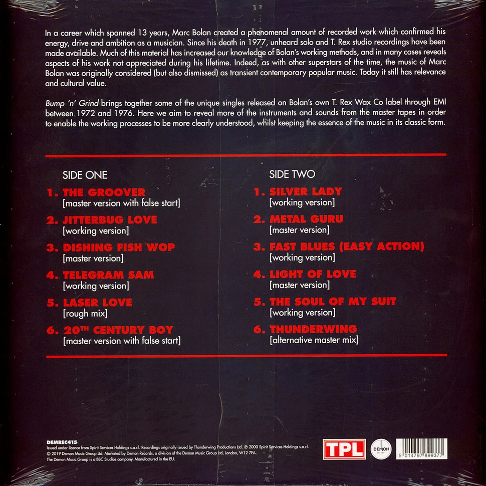 Marc Bolan & T.Rex - Bump 'N' Grind Colored Vinyl Edition
