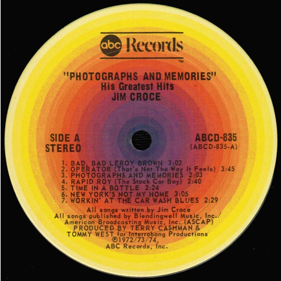 Jim Croce - Photographs & Memories (His Greatest Hits)