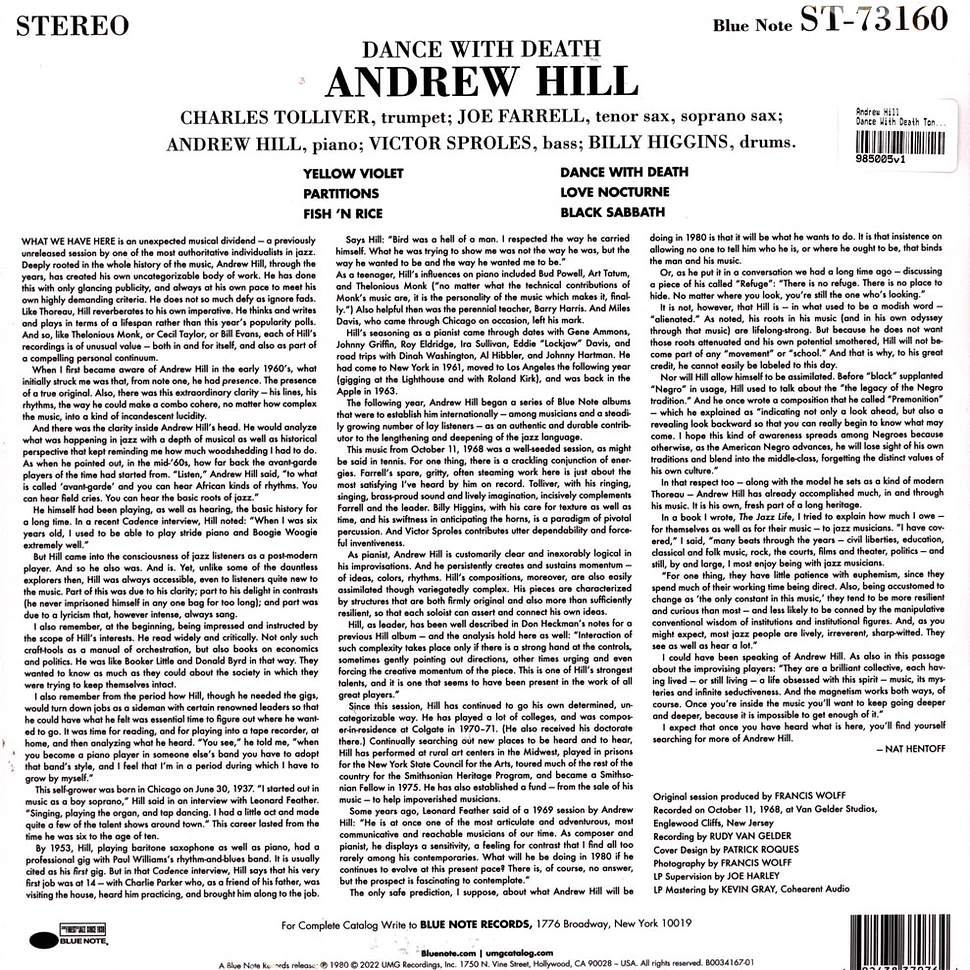 Andrew Hill - Dance With Death Tone Poet Vinyl Edition