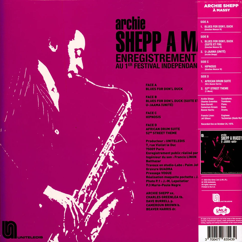 Archie Shepp - A Massy Record Store Day 2023 Clear Pink & White Vinyl Edition