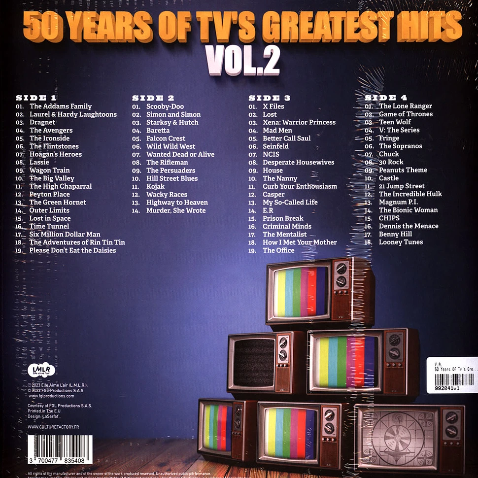 V.A. - 50 Years Of Tv's Greatest Hits Volume 2 Record Store Day 2023 Yellow & Grey Splatter Vinyl Edition