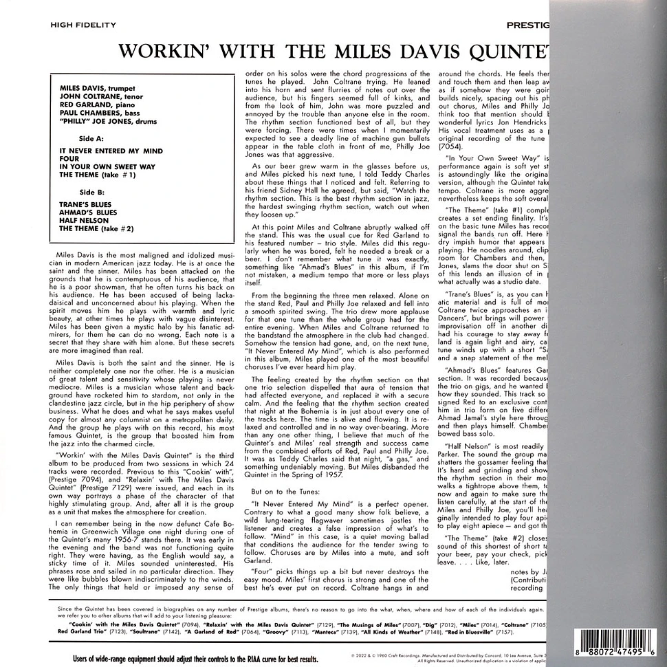 The Miles Davis Quintet - Workin' With The Miles Davis Quintet