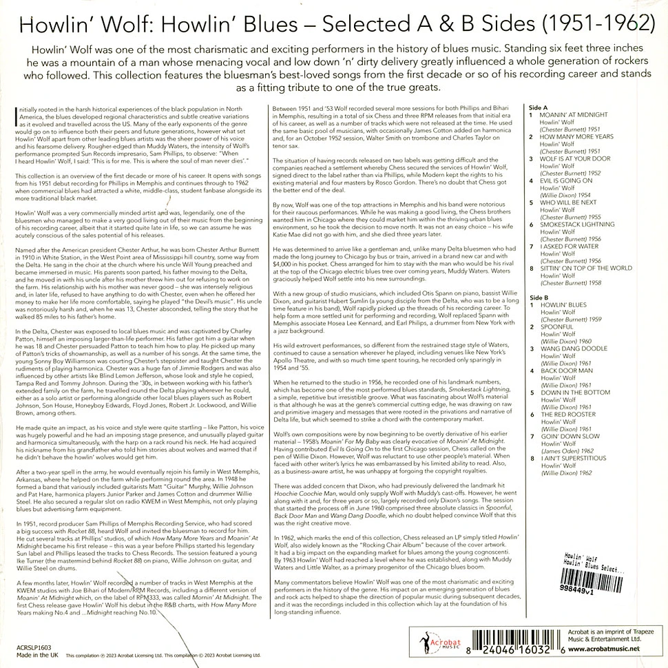 Howlin' Wolf - Howlin' Blues Selected A & B Sides 1951-62