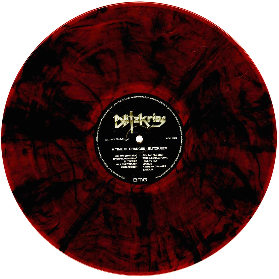 Blitzkrieg - A Time Of Changes Transclucent Red & Black Mixed Vinyl Edition