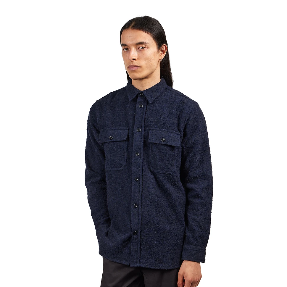 Norse Projects - Silas Textured Cotton Wool Overshirt (Dark Navy) | HHV