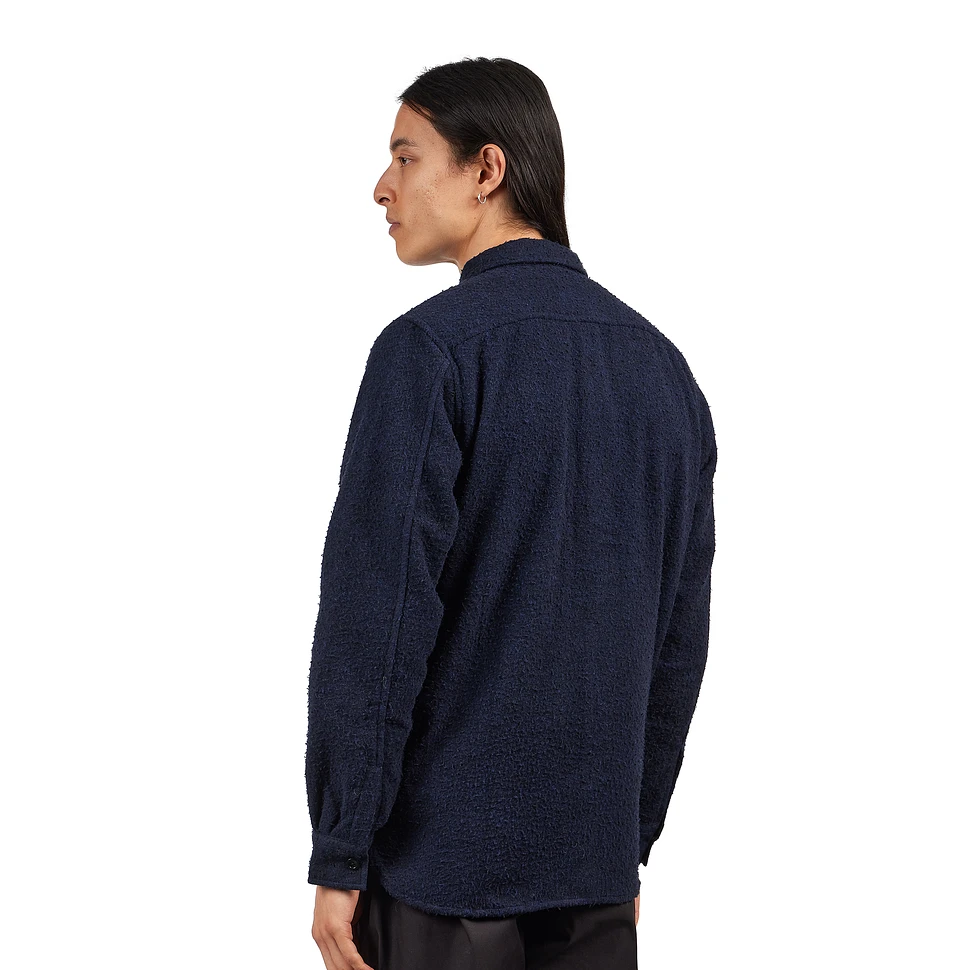 Norse Projects Silas Textured Cotton Wool Overshirt Dark Navy