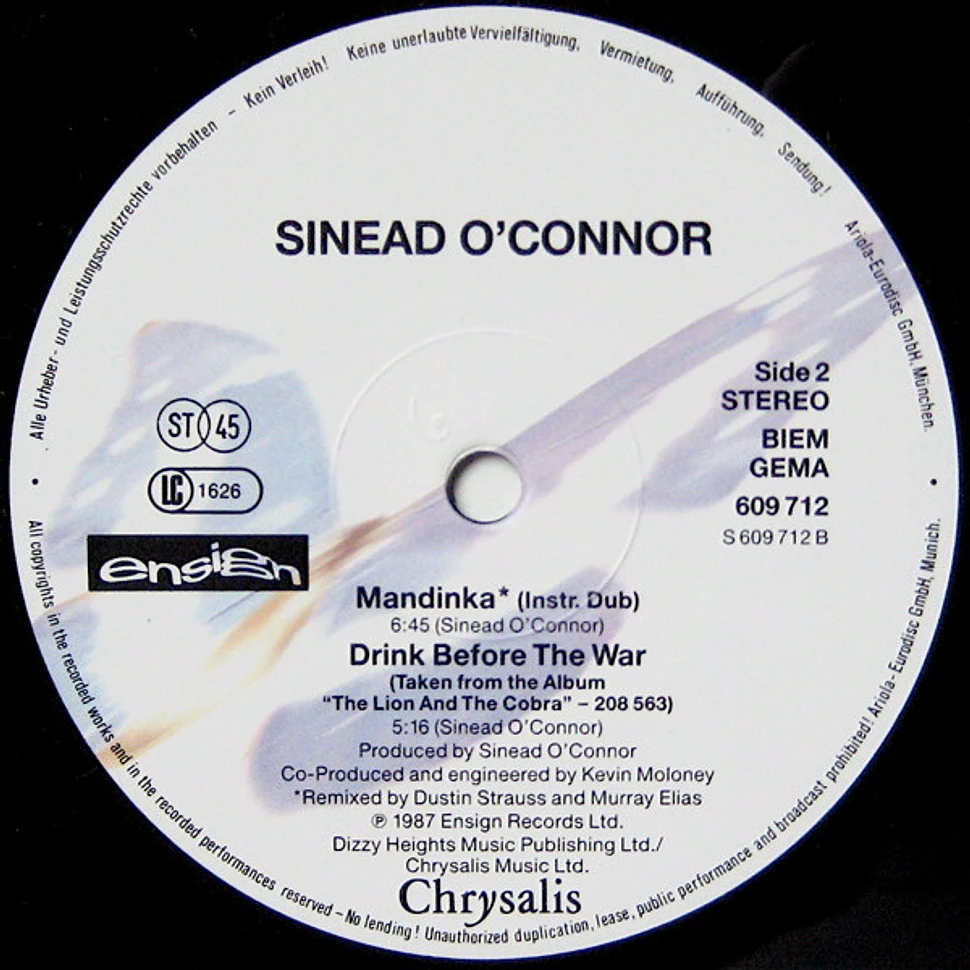 Sinéad Oconnor Mandinka Vinyl 12 1988 Eu Original Hhv