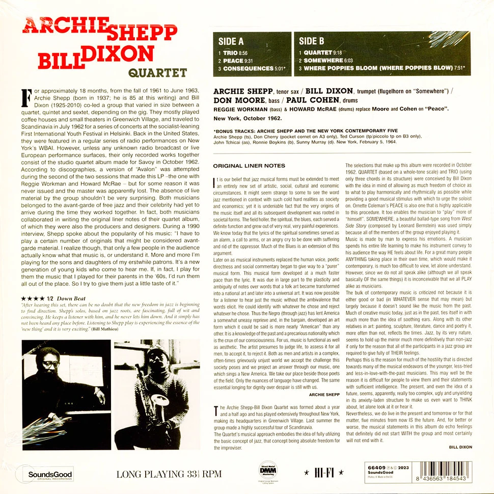 Archie Shepp - Bill Dixon Quartet